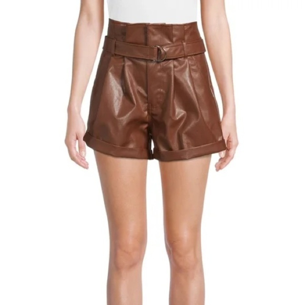 Madden NYC faux leather belted shorts high waisted